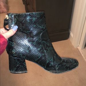 Snake print booties